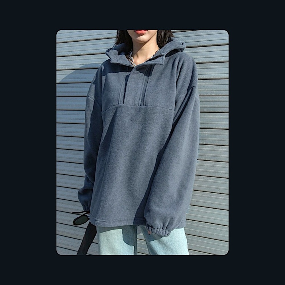 SHEIN DAZY Drop Shoulder Half Zipper Fleece Hoodie